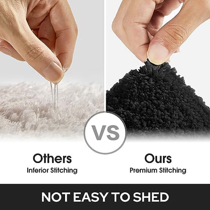 HOMEIDEAS Bathroom Rugs Sets 2 Piece, Super Soft and Absorbent Non Slip Microfiber Machine Washable Bath Mat Set (20" x 32" + 16" x 24", Black) - color: Loop- Black, size: 1'4" x 2'8" (16"x24"+20"x32")