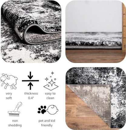 Keen Home Design Runner Rugs - 32"x91" Non-Shedding, Thick Pile Abstract Rugs for Kitchen, Living Room, Bedroom, Dining Room, Entryway - Size: 2'8" x 7'7", Abstract Black - color: Abstract Black, size: 2'8" x 7'7" (Runner)