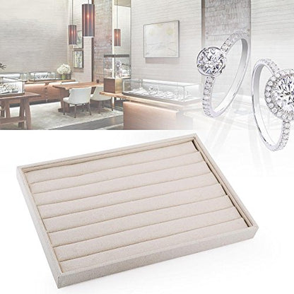 Oirlv Linen 7 Lines Ring Storage Tray Rings Showcase Display Organizer Plate - size: 7 lines