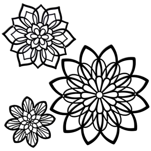 Zzbakress 3 Pcs Metal Flowers Wall Art Bathroom Wall Decor (Black Elegant) | Farmhouse Flower Bathroom Decor Wall Decorations For Bathroom, Living Room, Office, Kitchen, Hallway And Outdoor - color: Black Elegant