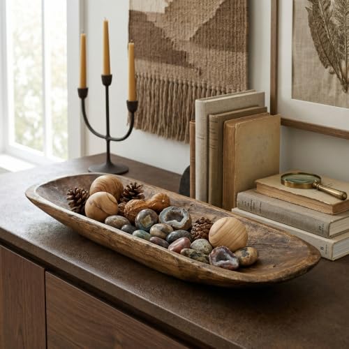 Lifestyle Collection Rustic Dough Bowl - Hand Carved Decorative Wood Bowl - LS1013