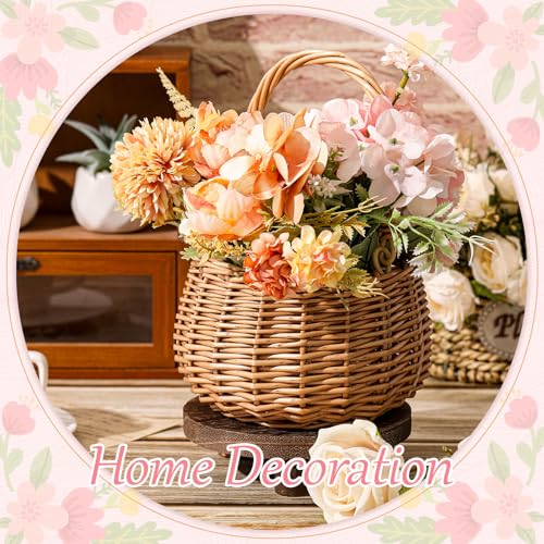 Weysat 2 Pcs Small Flower Girl Basket with Handle Wicker Rattan Flower Basket Set, Rustic, Hand Woven for Wedding Girl Home Decorations Picnic Garden Candy Sweets Gifts Storage, Multifunctional - style: Natural