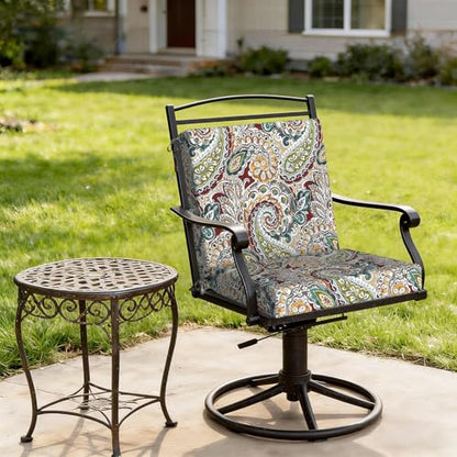DYTXIII Outdoor Midback Chair Cushions Set of 2-20"x17" Water Repellent & Fade-Resistant Patio Seat Cushions with High-Resiliency Foam, Non-Slip Ties for Dining, Balcony Furniture-Paisley Chilli - color: Paisley Chilli