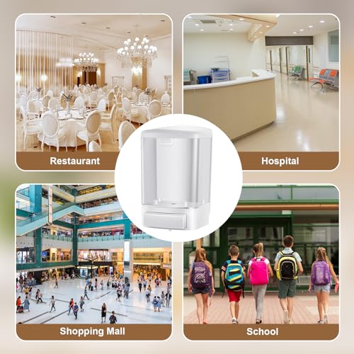 Hushee 4 Pcs Wall Mounted Soap Dispenser,33.8 Oz 1000 Ml,White | Manual Press, 1000ml 33.8oz Capacity Clear Window, For Restaurant Bathroom Kitchen Hotel, Liquid Soap Shampoo Dispenser - color: White, size: 33.8 oz 1000 ml