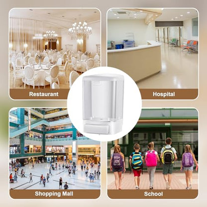 Hushee 4 Pcs Wall Mounted Soap Dispenser,33.8 Oz 1000 Ml,White | Manual Press, 1000ml 33.8oz Capacity Clear Window, For Restaurant Bathroom Kitchen Hotel, Liquid Soap Shampoo Dispenser - color: White, size: 33.8 oz 1000 ml