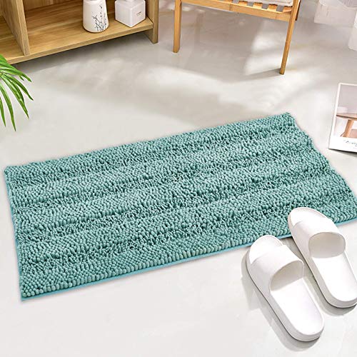 KGORGE Quick Drying Bathroom Rugs - Non-Slip Bath Mat Water Absorbent Thick Shaggy Chenile Bathtub Set for Toilet Kitchen Entryway, Aqua, 47" x 17", 1 Pc - color: Aqua, size: 17"W x 47"L (Pack of 1)