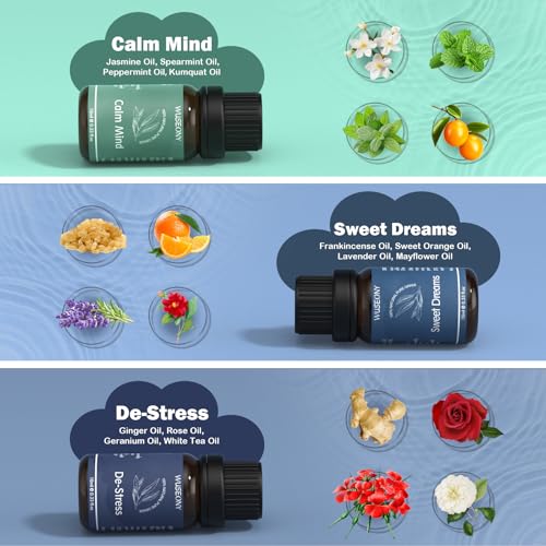 WUSEONY Well-Being Essential Blends Oils Set, Aromatherapy Oils Gift Set for Diffusers Home, Fragrance Oil Scent for Candle Soap Making - Happy, Calm Mind, De-Stress, Relax, Focus, Sweet Dreams - color: Well-being