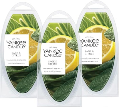 Yankee Candle Scented Wax Melts for Wax Warmers, Candle-Wax Melts Refills, Long Lasting Home Fragrance, Sage & Citrus, 6 Count (Pack of 36) - color: Medium Green