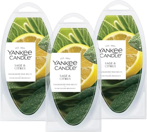 Yankee Candle Scented Wax Melts for Wax Warmers, Candle-Wax Melts Refills, Long Lasting Home Fragrance, Sage & Citrus, 6 Count (Pack of 36) - color: Medium Green