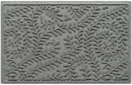 WaterHog Boxwood Front Door Mat Indoor Outdoor Entrance, All-Weather Mats | Heavy Duty Outdoor Doormats, Non-Slip Rubber Backing, Dirt & Moisture Trapper, Low Profile, Made in USA, 23"x36", Medium Grey - color: Medium Grey, size: Medium 23"x36" (2’x3’)