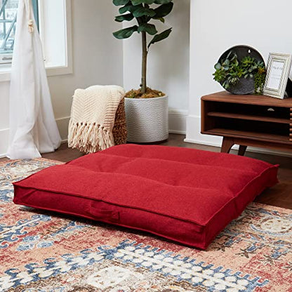 Square Tufted Floor Pillow with Removable Cover, Scarlet, Large (40") - color: Scarlet, size: 40" x 40"