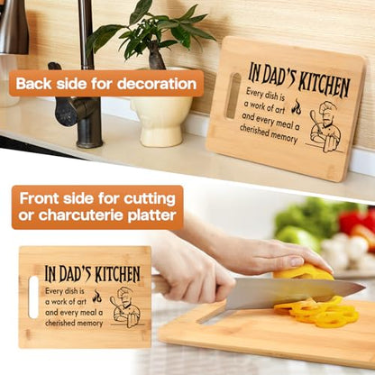 Fathers Day Dad Gifts, Birthday Gift for Dad from Daughter Son, Thanksgiving Christmas Valentines Day Gifts for Daddy Papa Stepdad – In Dad's Kitchen Engraved Cutting Board - color: Dad