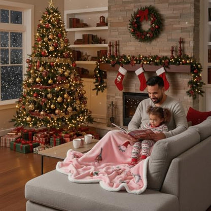 Catalonia Christmas Dwarfs Sherpa Throw Blanket, Xmas Theme Throws, Plush Fleece Couch Blanket, Super Soft, Comfy, Cozy, Fluffy, Ugly - color: Xmas Elf Pink, size: 50"x60"