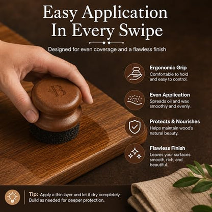 Cutting Board Oil Applicator Brush - Mineral Oil, Wax & Wood Oil Spreader for Cutting Boards, Butcher Blocks, Bamboo Boards, Wooden Utensils, Sealing & Maintaining Wood Surfaces, Brown - color: Brown