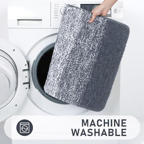 Bsmathom Bathroom Rug Set 4 Piece, Plush Microfiber Bath Mat, Dark Grey | Super Water Absorbent, Non Slip Machine Washable Bath Rug Sets with Toilet Lid Cover and U-shaped Contour Toilet Mat - color: Dark Grey, size: 18"x26"+20"x31"+U20"x24"+Cover19"x21"