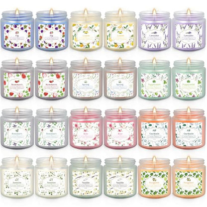 YOROXRG 24 Pack Scented Candles with Added Natural Essential Oils, 3.5oz, Suitable for Various Festivals, Parties, Yoga, and Home Scene - color: 24 Pack Colors