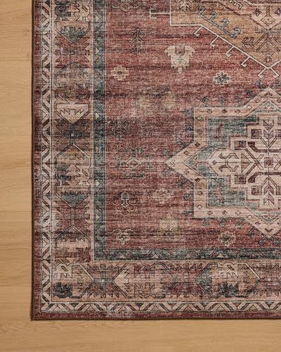 Loloi Anniston Spice/Multi 5'-0" x 7'-6" Area Rug | ANS-04 Machine Washable Printed Approx. 5x7 Red Living room Dining room Bedroom, Traditional, Distressed, Area Rug - color: Spice / Multi, size: 5' x 7'6" (Rectangular)