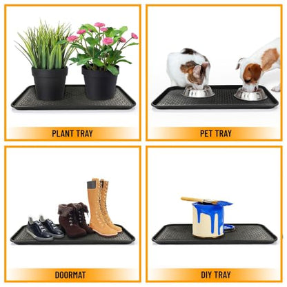 14x28 in Multi Purpose Boot Tray Waterproof Shoe & Pet Feeding Spill Tray | Litter Box & Pee Pad Holder, Painting & Planting Mat, 1.2" Raised Edge Floor Protection