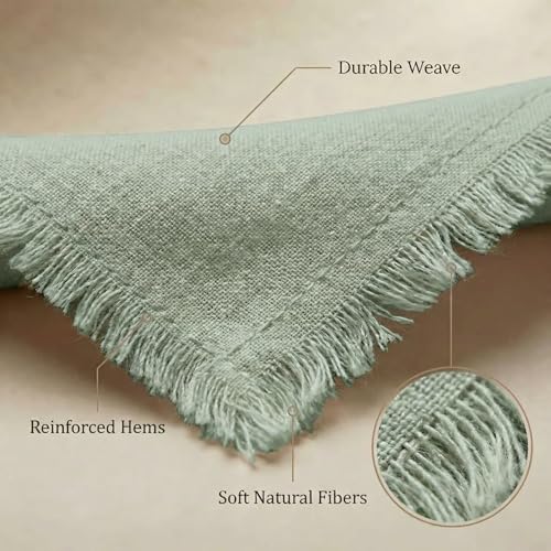 ACCENTHOME Teal Cotton Linen Napkin Set of 6 18x18 inch Dinner Napkins - Washable Soft Premium Hotel Quality Reusable Napkins Perfect Table Napkins for Family Dinners, Weddings & Everyday Use | Cotton Linen Blend Napkins, Machine Wash On Gentle Cycle, Eco