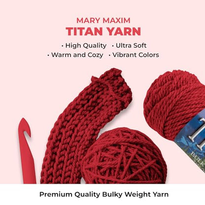 Mary Maxim Titan Bulky Yarn, Weight 5 Acrylic, Chunky Yarn for Crocheting and Knitting, Ideal for Thick, Soft Blankets, Throws, and Graph Style Sweaters, 80 Yards - Cardinal - 1 Skein - color: Cardinal
