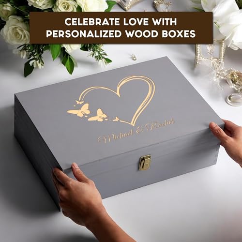 Personalized Wedding Memory Box for Keepsakes Custom Engraved Keepsake Box for Bridal Gifts Photos Jewelry Mementos - Storage Boxes for Couples, Newlyweds Anniversaries Engagement Bridal Shower - style: 10. Wedding Designs