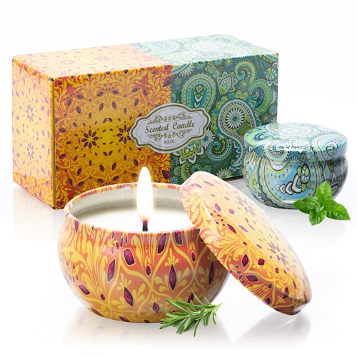 Aromatherapy Candles for Home Scented, 2 Pack 2.5 oz Natural Fresh Rosemary and Vanilla Scented Candles Gifts for Women, Portable Small Candles Gifts for Mother's Day, Birthday, Christmas - color: Rosemary + Vanilla