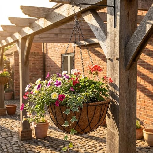 3 Pack 23 Inch Hanging Baskets Chains with Windproof Hooks, Hanging Plant Chains 4 Point Metal Flower Pot Replacement Chain Hangers for Planters Lanterns Bird Feeders, Baskets Not Included