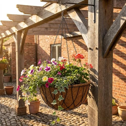 3 Pack 23 Inch Hanging Baskets Chains with Windproof Hooks, Hanging Plant Chains 4 Point Metal Flower Pot Replacement Chain Hangers for Planters Lanterns Bird Feeders, Baskets Not Included