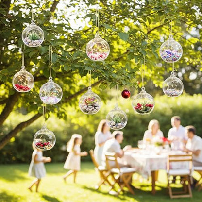 18pcs of Hanging Candle Holders - Glass LED Tealight Holders, Glass Globe Plant Terrariums, 3.15"/8cm Hanging Tealight Holder Terrariums for Birthday Party Tree Christmas Wedding Home Decor - size: 18pcs (3.15"Diameter)