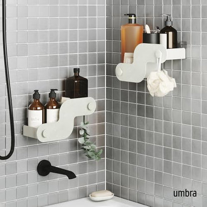 Umbra Nami Shower Caddy, Adhesive No Drill Bathroom, Set of 2, Ocean Sand | Waterproof construction, integrated drainage, rust-free, holds 6 lbs - color: Ocean Sand
