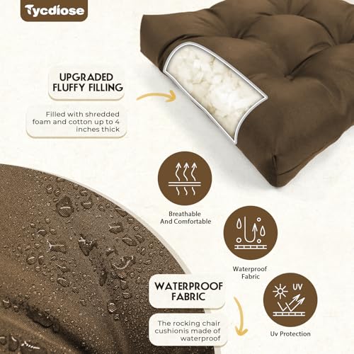 All Weather 3 Pieces Wicker Furniture Chair Cushions, Waterproof Outdoor Wicker Chair Cushion for Patio Furniture Loveseat Settee Bench, 1 Loveseat and 2 U-Shaped Thickened Cushions, Brown - color: Brown