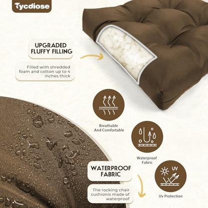 All Weather 3 Pieces Wicker Furniture Chair Cushions, Waterproof Outdoor Wicker Chair Cushion for Patio Furniture Loveseat Settee Bench, 1 Loveseat and 2 U-Shaped Thickened Cushions, Brown - color: Brown