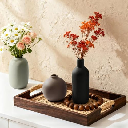 Small Ceramic Vase, Valentine's Day Vase, Modern Farmhouse Rustic Neutral Flower Vases for Dried Fresh Flowers, Home Decor Vases for Living Room, Entryway Table Decor, Kitchen, Shelf Decor (Set of 3)