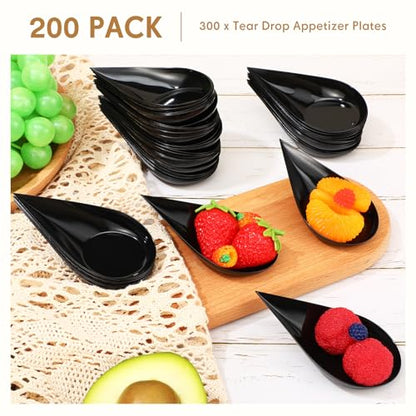 200 Pcs 4 Inch Appetizer Plates Disposable Plastic, Black - color: Black
