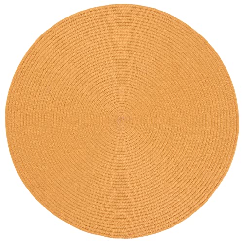 SAFAVIEH Braided Collection Area Rug - 4' Round, Mustard, Handmade Country Farmhouse, Ideal for High Traffic Areas in Living Room, Bedroom (BRD402C) - color: Mustard, size: 4' (Round)