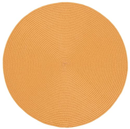 SAFAVIEH Braided Collection Area Rug - 4' Round, Mustard, Handmade Country Farmhouse, Ideal for High Traffic Areas in Living Room, Bedroom (BRD402C) - color: Mustard, size: 4' (Round)