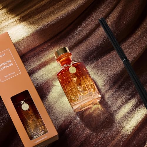 Reed Diffuser Set,Sunshine Lavender Luxury Scented Diffuser with Sticks Long Lasting Home Fragrance for Bathroom Shelf Decor 6.09 fl oz (180ml)