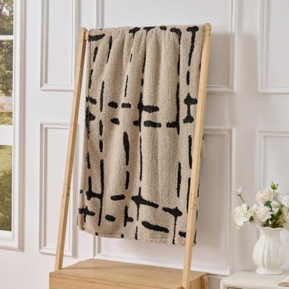 Minimalist Throw Blanket-Cozy Soft Lightweight Fuzzy Throw Blanket for Sofa, Couch, Bed & Chair,Beige, 50" x 60" - color: Beige 2