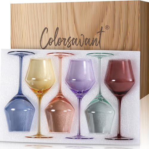 HandBlown Muted Color Wine Glasses Set 6, 16oz Pastel Crystal Wine Glass with Stem, Elegant Soft-Tone Aesthetic for Home Decor, Wine Gift for Women,Birthday, Housewarming,Anniversary - color: 157-SE2-Multicolor-2