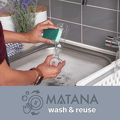 MATANA 50 Plastic Champagne Flutes 5oz with Silver Glitter - Sturdy & Reusable - Cocktails, Prosecco, Mimosa - Toasting Glasses for Birthdays, Weddings, Christmas, BBQ & Parties - color: Silver Glitter, size: 50 Pack