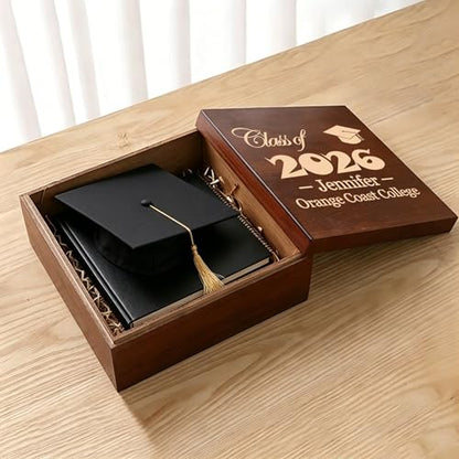 Personalized Graduation Keepsake Box for Him Her, Custom Graduation Gifts | Wooden Memory Box, Grauation Gift Box, Wood Box for Jewelry, Mementos & Photos Storage, Customize Grad Year, Name & Message - size: 5.9"L x 5.9"W x 3.9"H, style: Graduation