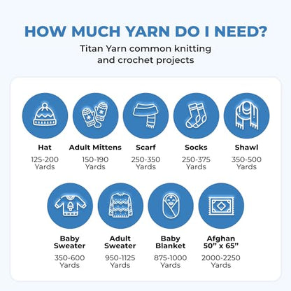 Mary Maxim Titan Bulky Yarn, Weight 5 Acrylic Chunky Yarn for Crocheting and Knitting, Ideal for Thick, Soft Blankets, Throws, and Graph Style Sweaters, 80 Yards - Medium Blue - 1 Skein - color: Medium Blue