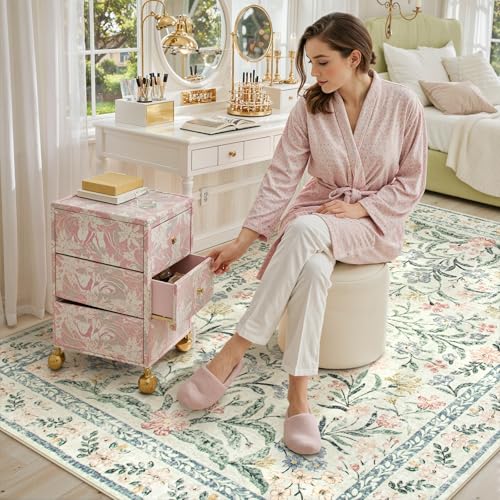 Lahome Boho Beige Rugs for Living Room 6x9, Washable Kids Rugs for Bedroom Girls, Farmhouse Soft Baby Carpet for Nursery, Non-Slip Carpet for Dining Room Playroom, Beige | Soft Baby Girls Carpet for Nursery, Non-Slip Carpet for Dining Room Playroom, Beige