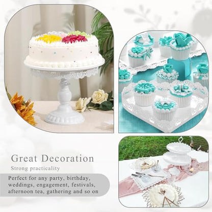 Set of 9 Cake Stands Metal Cupcake Stand Set Multiple Styles Candy Fruit Display Tower Dessert Plate Cake Serving Tray for Birthday Party Wedding Anniversary Baby Shower Engagement (White) - color: White