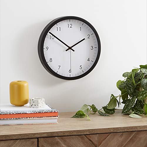 Amazon Basics Classic 12", Easy to Read, Silent Non Ticking, Battery Operated, Round Wall Clock, Black (Pack of 3) - size: (Pack of 3)
