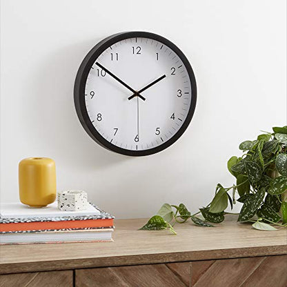 Amazon Basics Classic 12", Easy to Read, Silent Non Ticking, Battery Operated, Round Wall Clock, Black (Pack of 3) - size: (Pack of 3)