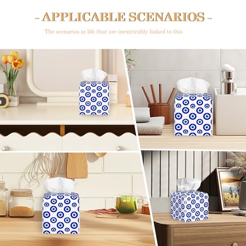 Evil Eye Tissue Box Cover,Tissue Box Holder Waterproof Leather Facial Paper Organizer Dispenser for Bathroom Home Car Nightstand Vanity - color: Evil Eye