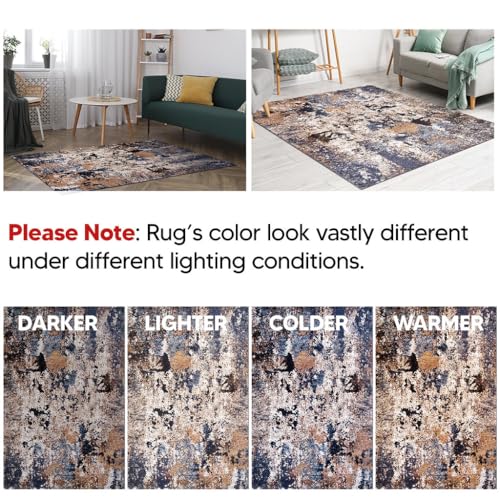 Keen Home Design Area Rugs - 10ft Round Non-Shedding, Abstract Rugs for Kitchen, Living Room, Bedroom, Dining Room, Entryway - Size: 10' Round, Multi - color: Skies Multi, size: 10' (Round)