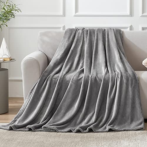Hansleep King Grey Fleece Blanket, Soft Flannel Bed Blanket | Fuzzy Cozy Blanket 90x108 Inches, Multi-use for Bed, Sofa, Couch, Travel, Camping, All Season Warm Lightweight Cover - color: Grey, size: King (90x108 Inches)