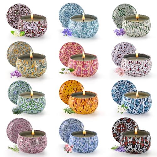 Scented Candles,12 Pack Aromatherapy Candle, Aromatherapy Candle with Gift Box for Family-Spring - color: Spring